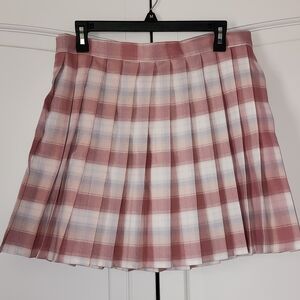 Plaid Pink Pleated Skirt